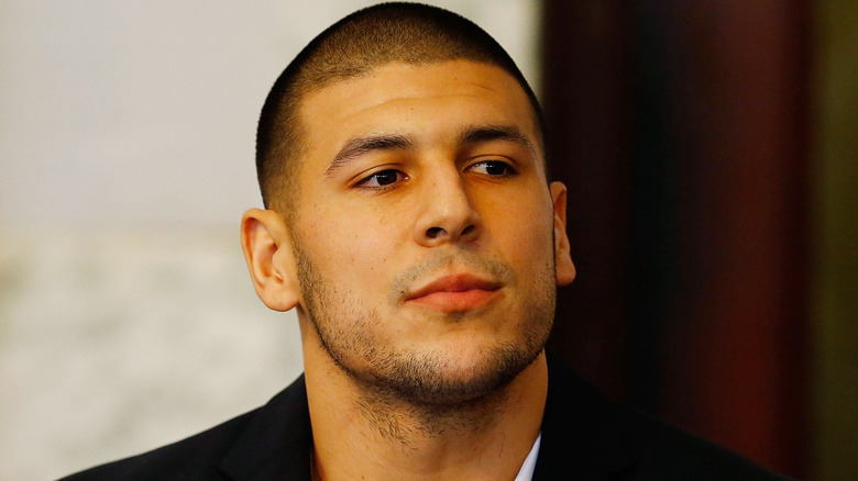 Aaron Hernandez sitting in court