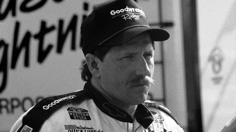 Dale Earnhardt preparing for a race
