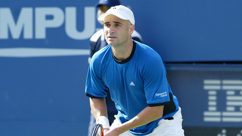 Andre Agassi playing tennis