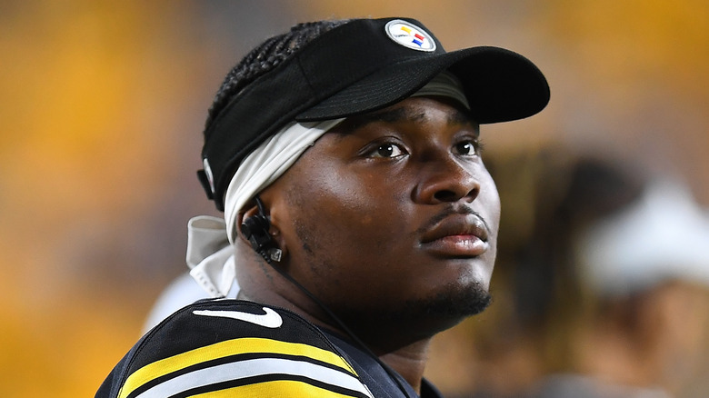 Dwayne Haskins in a black visor