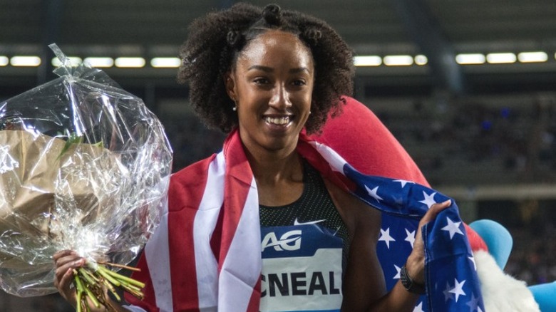 Brianna McNeal smiling at Olympics