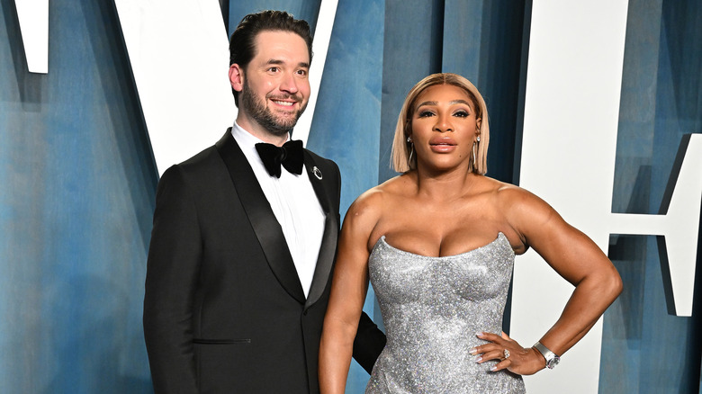 Serena Williams and Alexis Ohanian, posing together at an event