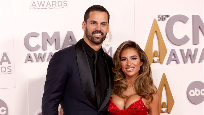 Eric Decker and Jessie James Decker, both smiling