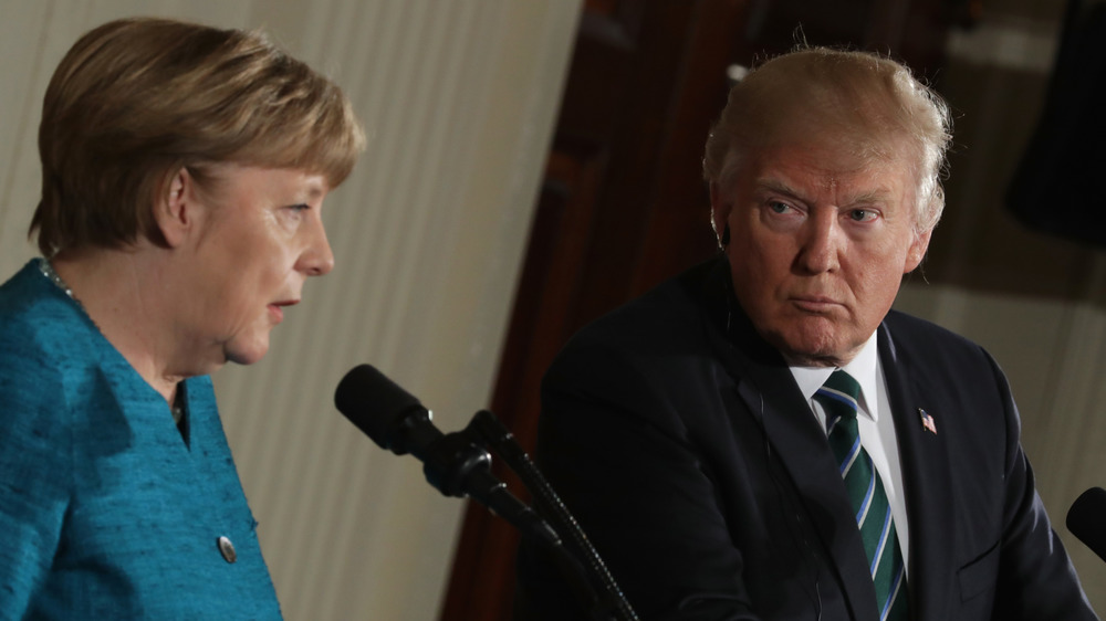 Donald Trump joint press conference with Angela Merkel in the East Room of the White House on March 17, 2017
