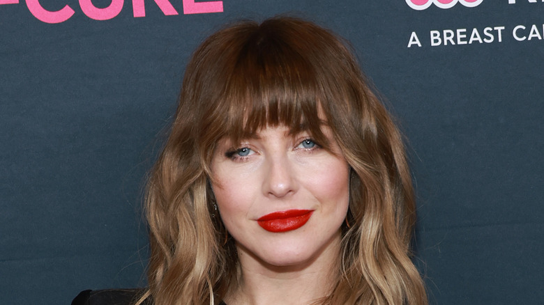 Julianne Hough blonde with red lipstick