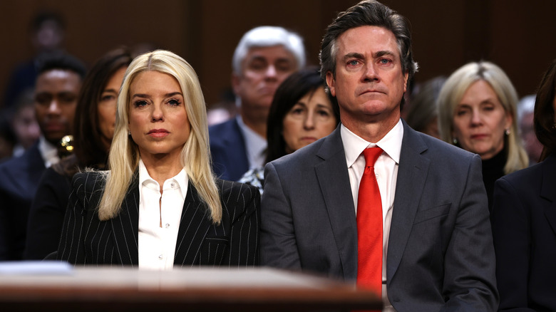 Pam Bondi and John Wakefield pictured together at her confirmation hearing