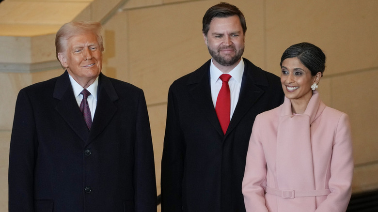 Donald Trump, JD, and Usha after the swearing-in ceremony.