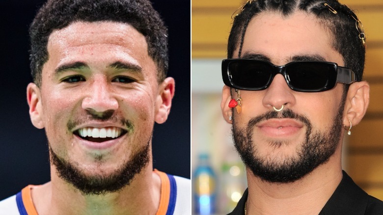 Devin Booker and Bad Bunny split image