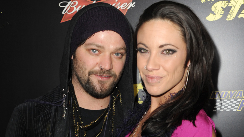 Bam Margera posing with wife Nicole Boyd