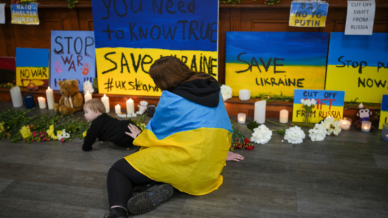 Ukrainian flags