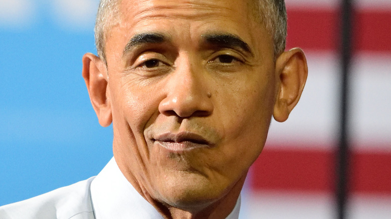 Barack Obama pursing lips