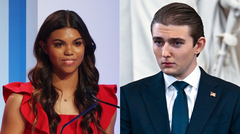 Split image of Sam Woods and Barron Trump.