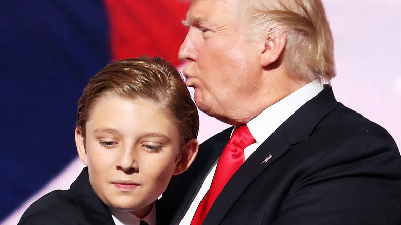 Donald Trump hugging Barron Trump