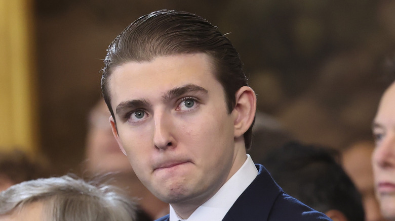 Barron Trump looks on during Donald Trump's inauguration in January 2025