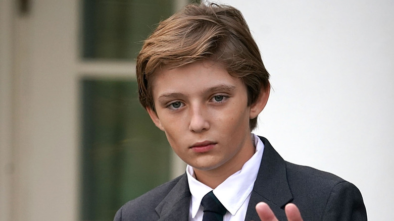 Young Barron Trump looking serious
