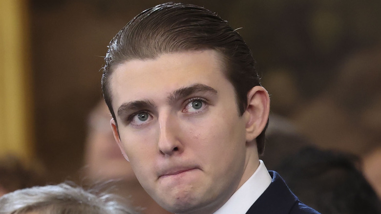 Barron Trump lips pulled in at inauguration