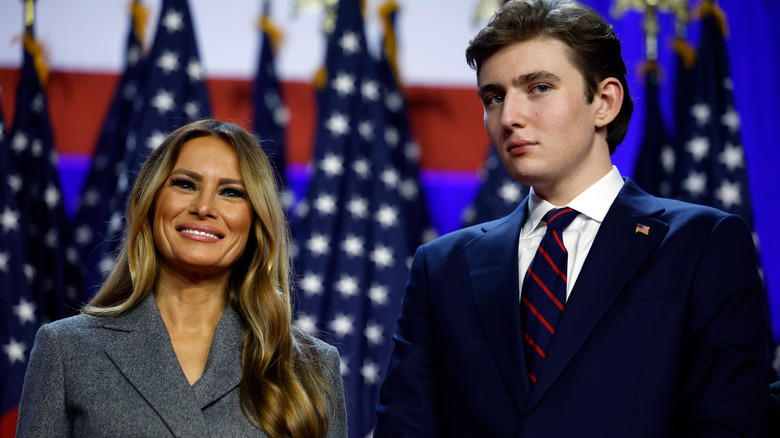Melania Trump and Barron Trump on stage