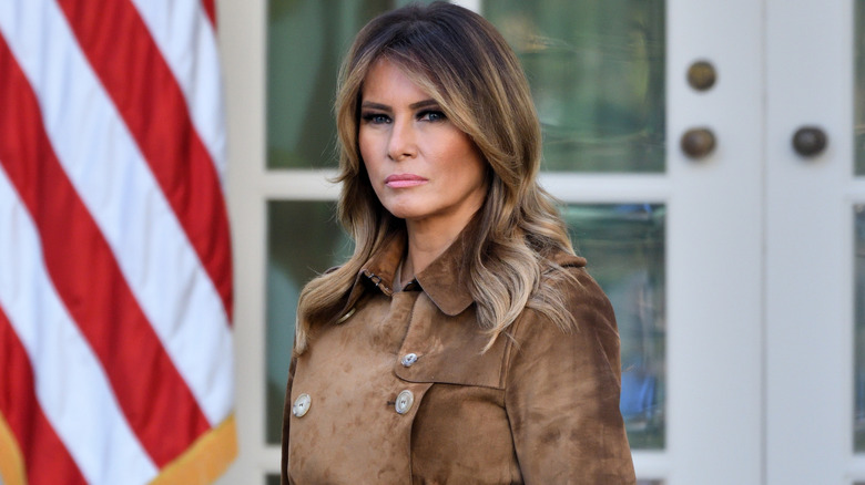 Melania Trump standing in front in the White House