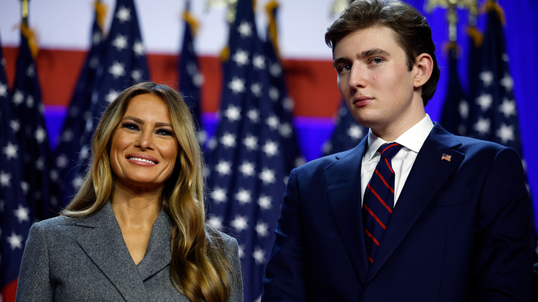 Melania Trump and Barron Trump on stage