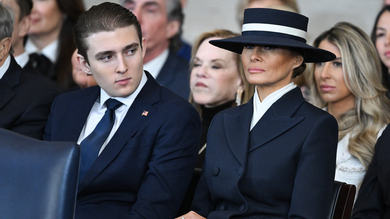 Barron and Melania Trump at the 2025 inauguration.
