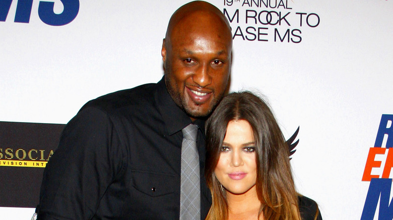 Lamar Odom, posing with Khloe Kardashian