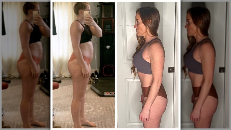 Before and after pictures Mina Starsiak Hawk shared of her mommy makeover