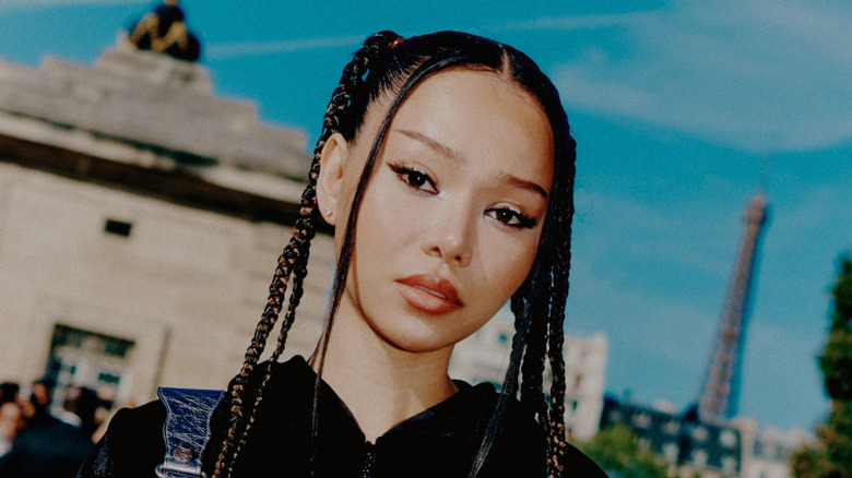 Bella Poarch at Balenciaga Womenswear Spring/Summer 2024 show as part of Paris Fashion Week