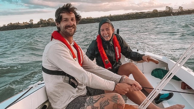 Aesha Scott smiling with boyfriend Scott Dobson