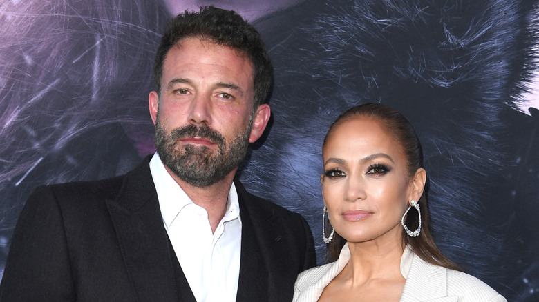 Ben Affleck and Jennifer Lopez looking serious
