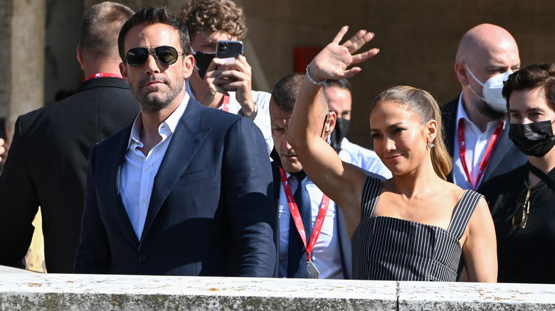 Ben Affleck and Jennifer Lopez smiling