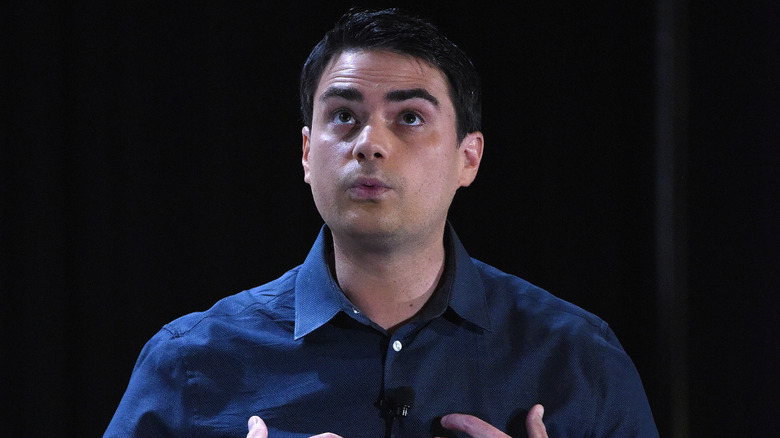 Ben Shapiro looking upward while speaking at Politicon 2016.