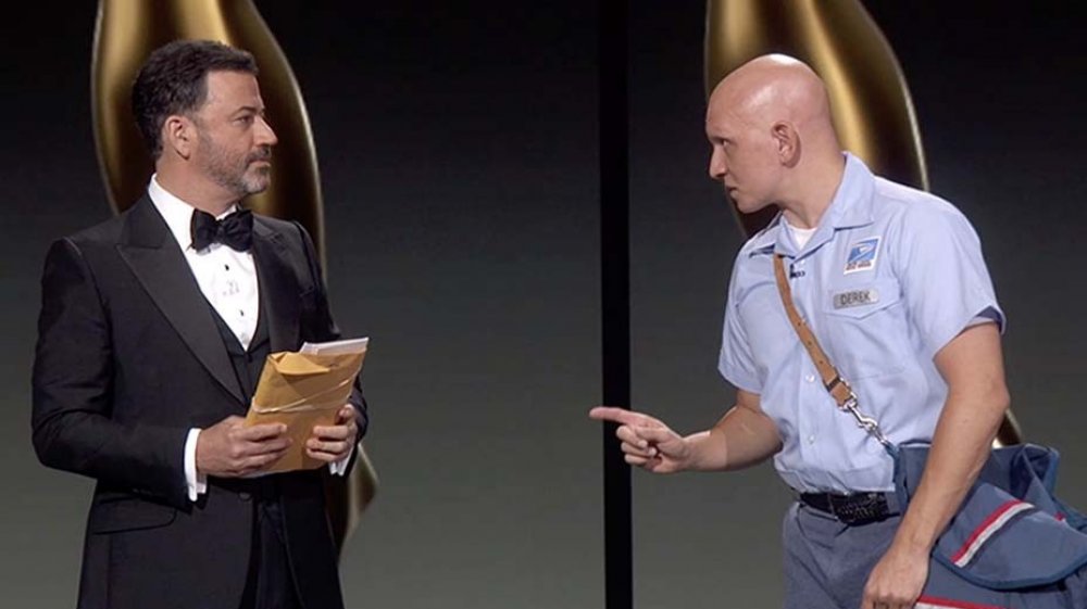 Jimmy Kimmel and Anthony Carrigan in a sketch during the 2020 Emmy Awards 