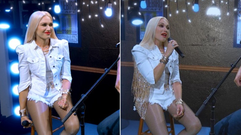 Gwen Stefani in a white ensemble at the ACMs