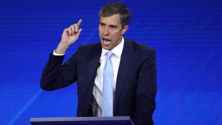 Beto O'Rourke talking during a debate