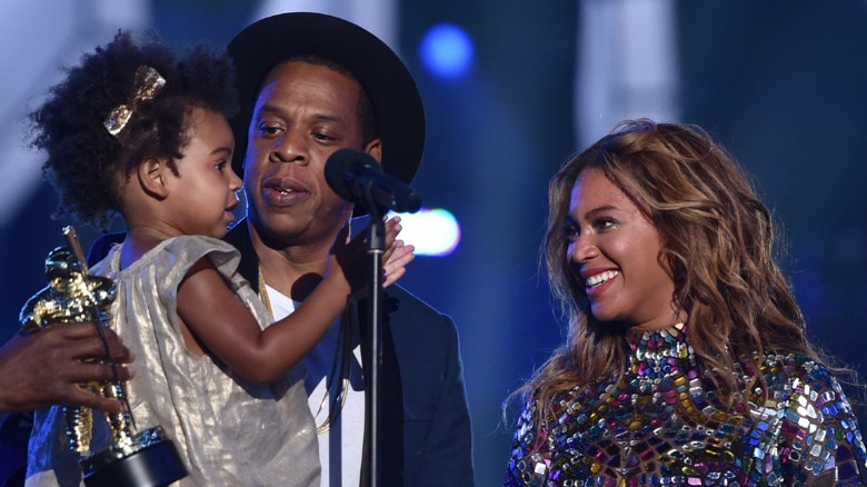 Jaz-Z holding Blue Ivy with Beyonce