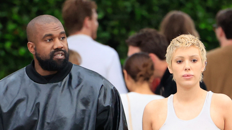 Bianca Censori walking with Kanye West