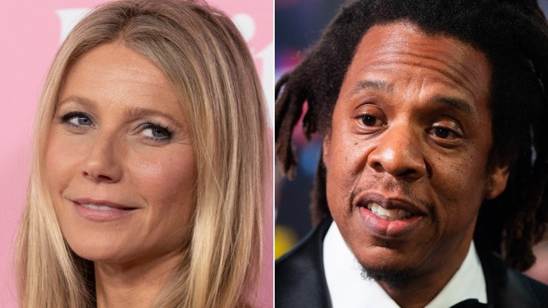 Gwyneth Paltrow posing, Jay-Z smiling