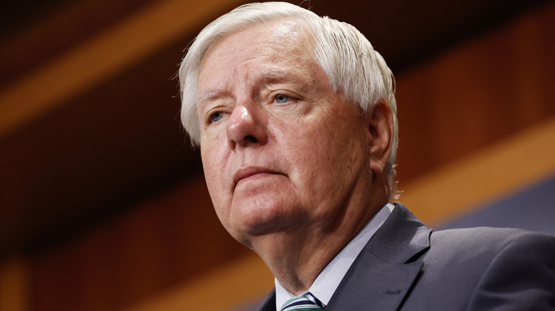 Senator Lindsey Graham at a news conference at the U.S. Capitol