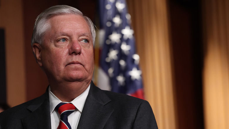 Senator Lindsey Graham attending a press conference on border security
