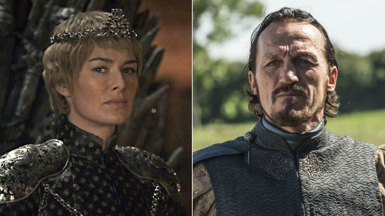 Lena Headey and Jerome Flynn split, both images from the show