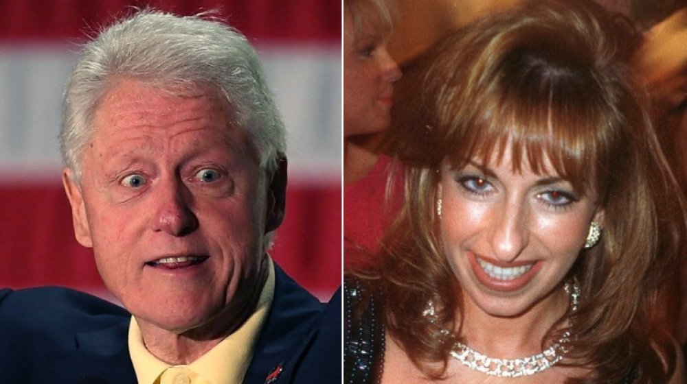 Bill Clinton campaigning in 2016; Paula Jones at the White House Correspondents dinner in 1998