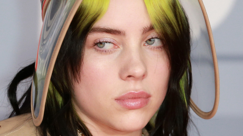 Billie Eilish with a serious expression