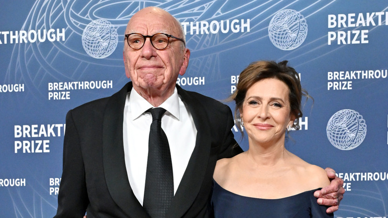 Rupert Murdoch and Elena Zhukova pose in 2025