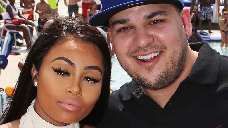 Blac Chyna and Rob Kardashian at a pool