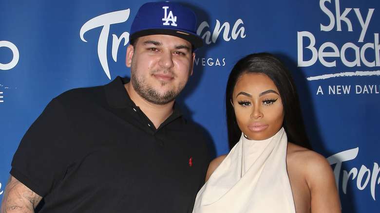 Rob Kardashian and Blac Chyna posing