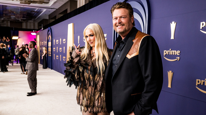 Gwen Stefani and Blake Shelton smiling