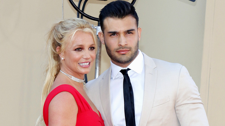 Britney Spears and Sam Asghari posing together