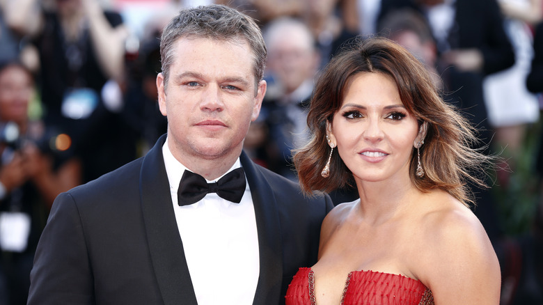 Matt Damon and Lucia Barroso smiling