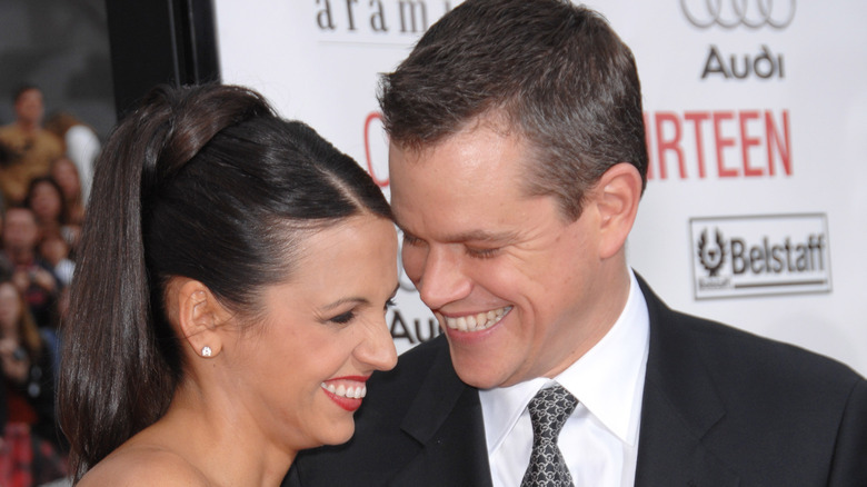 Matt Damon and Lucia Barroso smiling