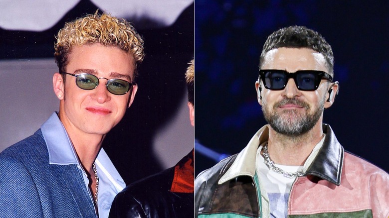 Singer Justin Timberlake in a split image